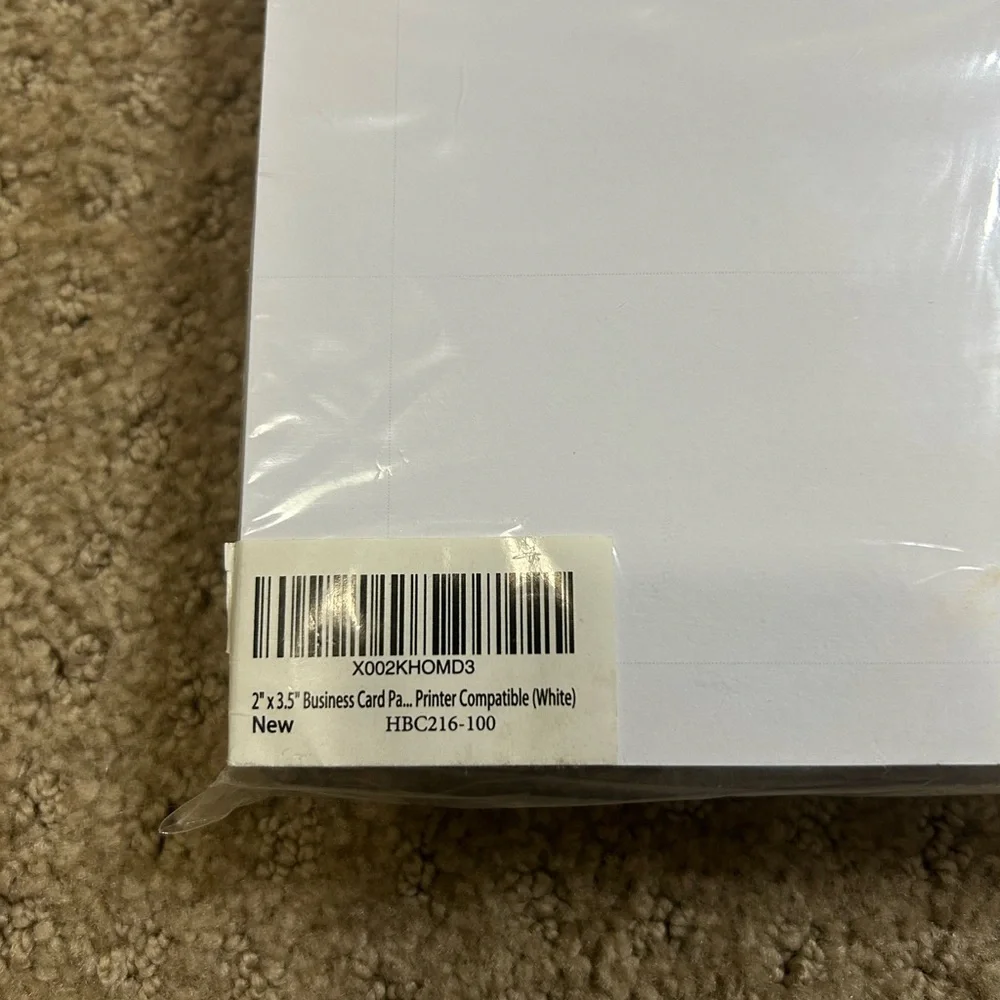 Hemudu Tale White 2”x3.5” Printable Business Cards Paper-New